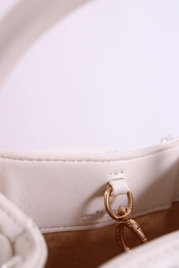 Cult Gaia Solene Faux Pearl Bag White