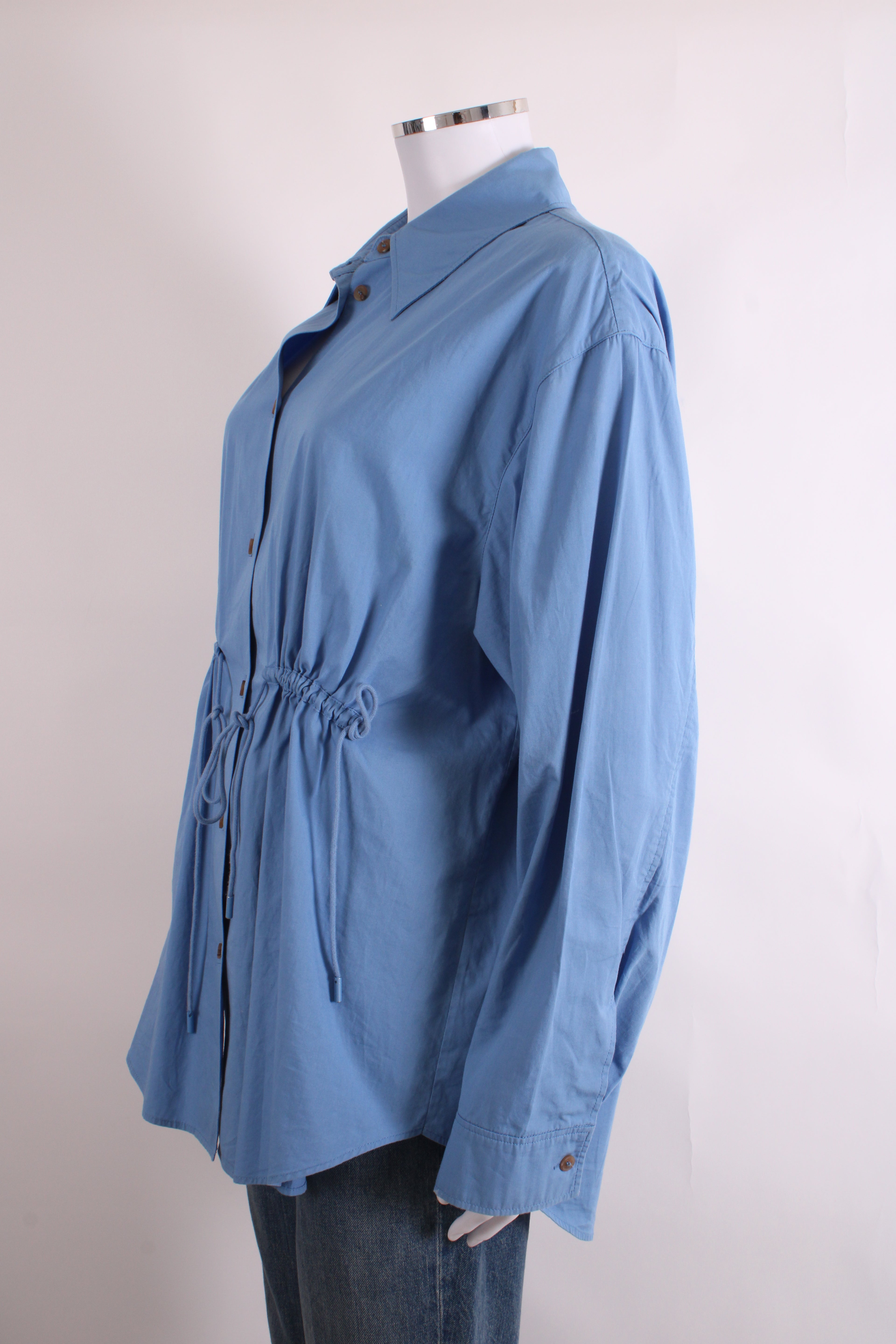 Rejina Pyo L/S Gathered Waist Shirt Blue M