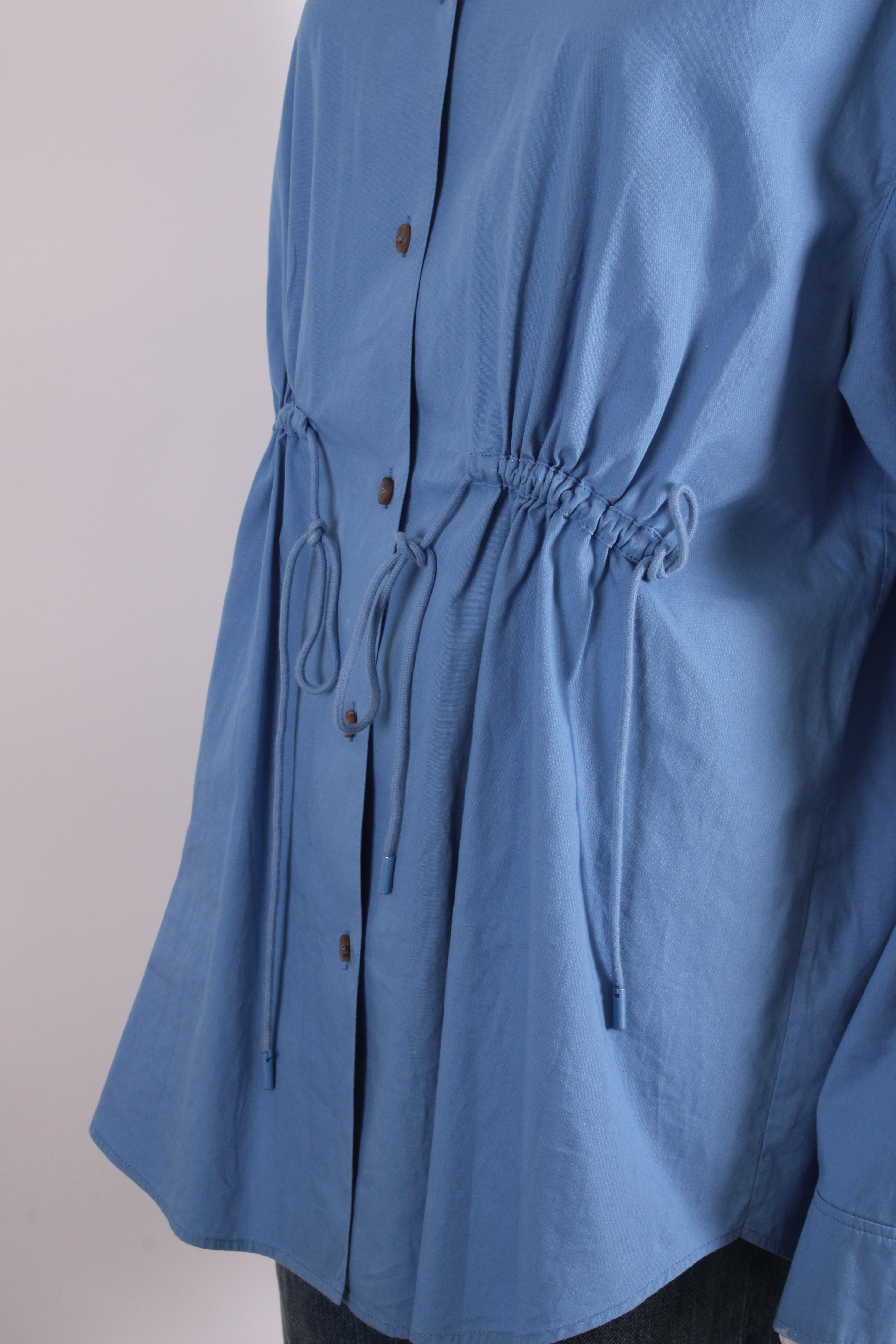 Rejina Pyo L/S Gathered Waist Shirt Blue M