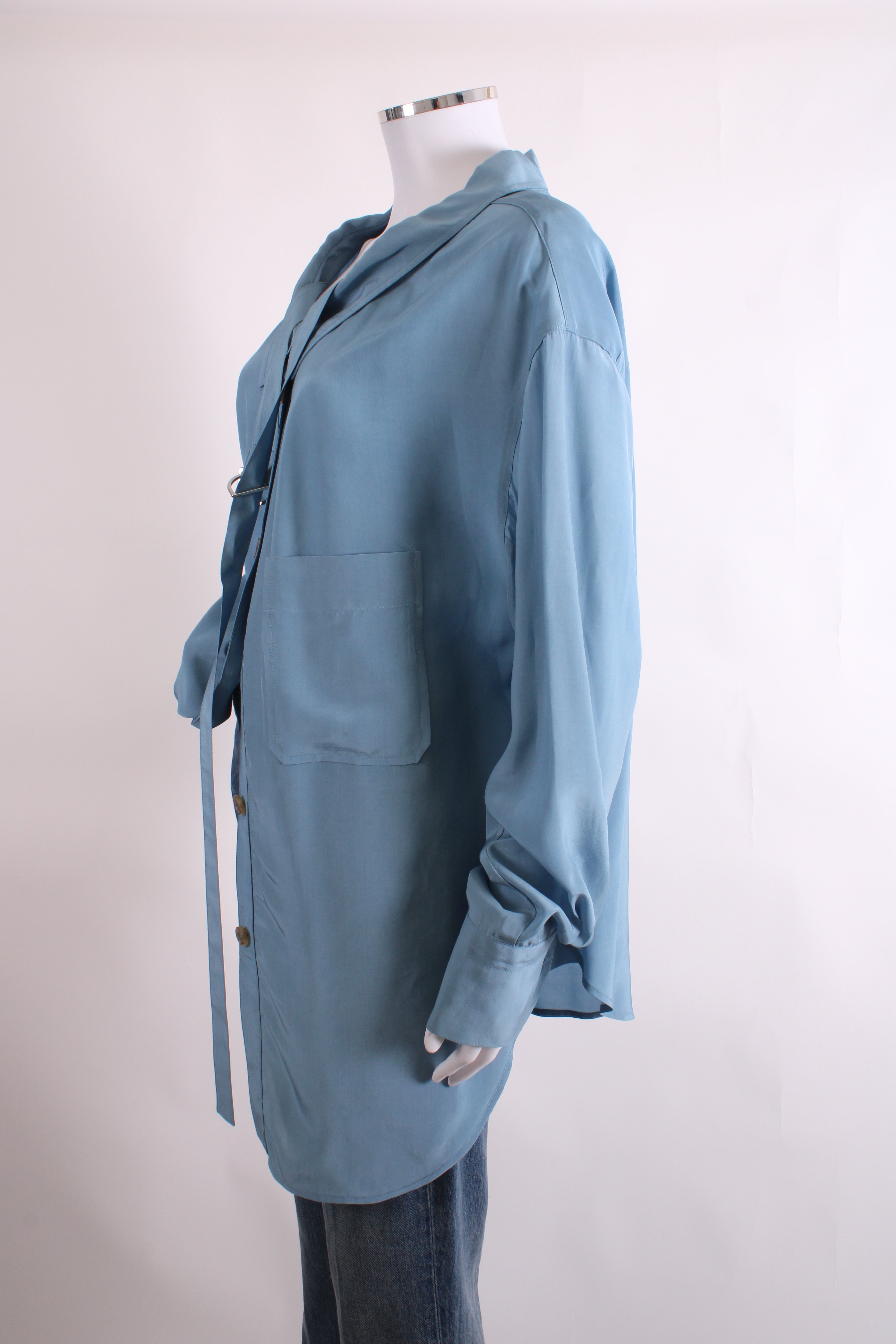 Rejina Pyo L/S Belt Neck Shirt Blue M