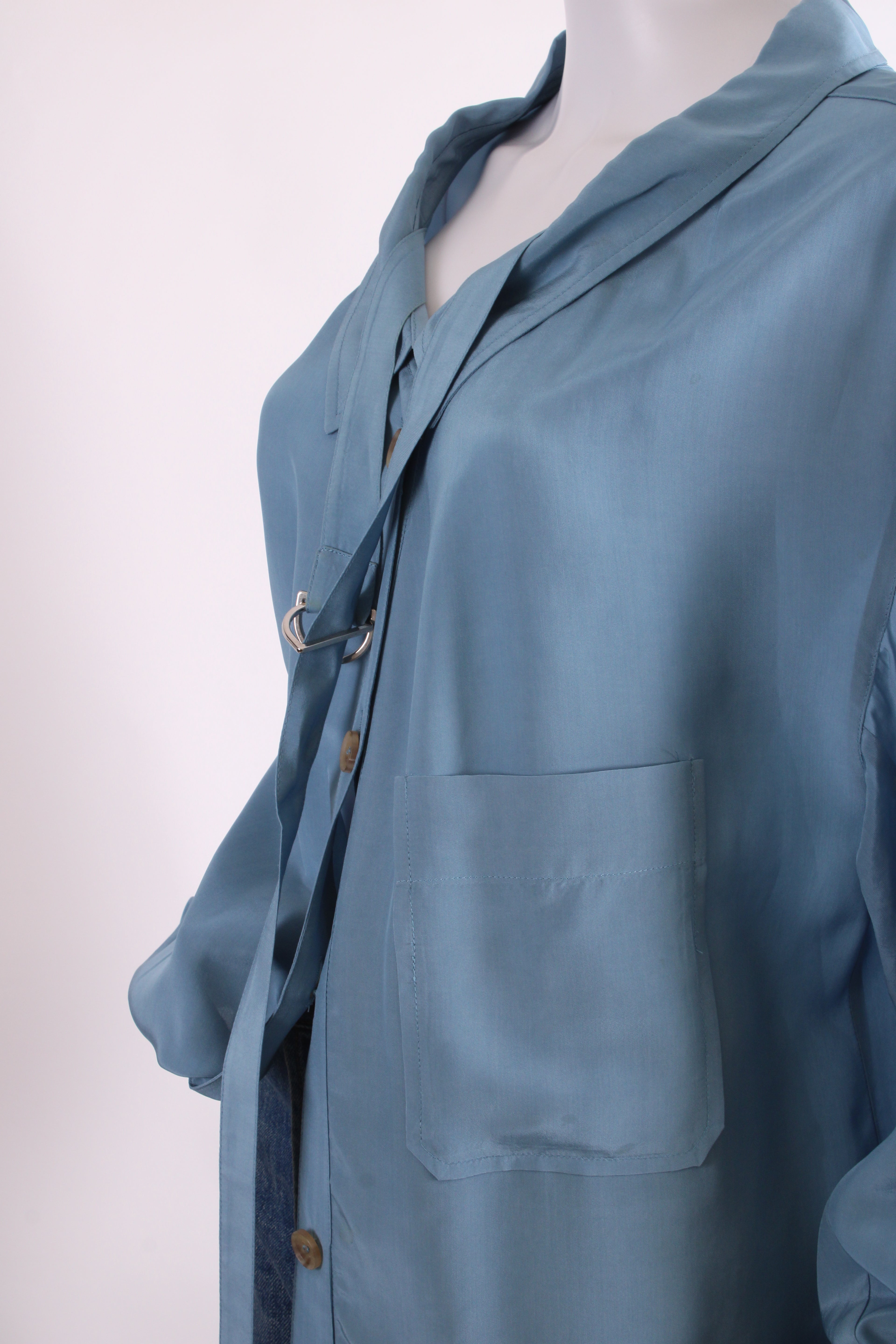 Rejina Pyo L/S Belt Neck Shirt Blue M
