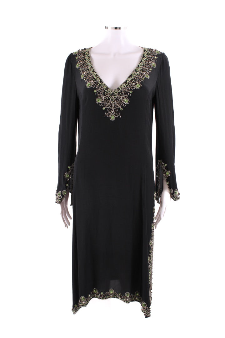 LOUISE KENNEDY embellished beach dress black and green M