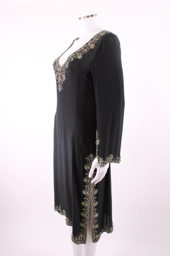LOUISE KENNEDY embellished beach dress black and green M