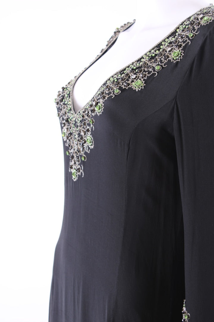 LOUISE KENNEDY embellished beach dress black and green M