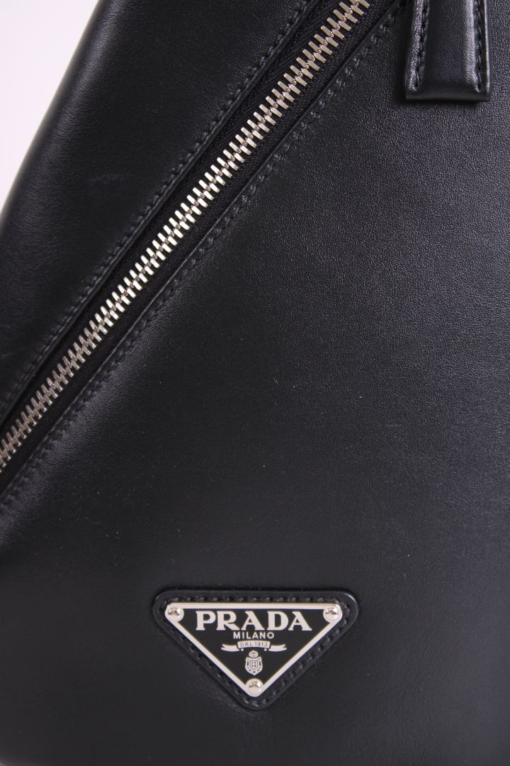 Prada Leather Triangle Crossbody Bag Black