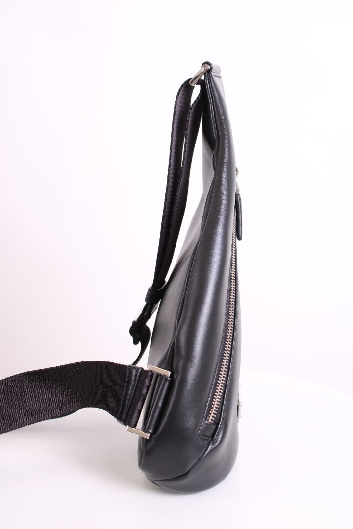 Prada Leather Triangle Crossbody Bag Black