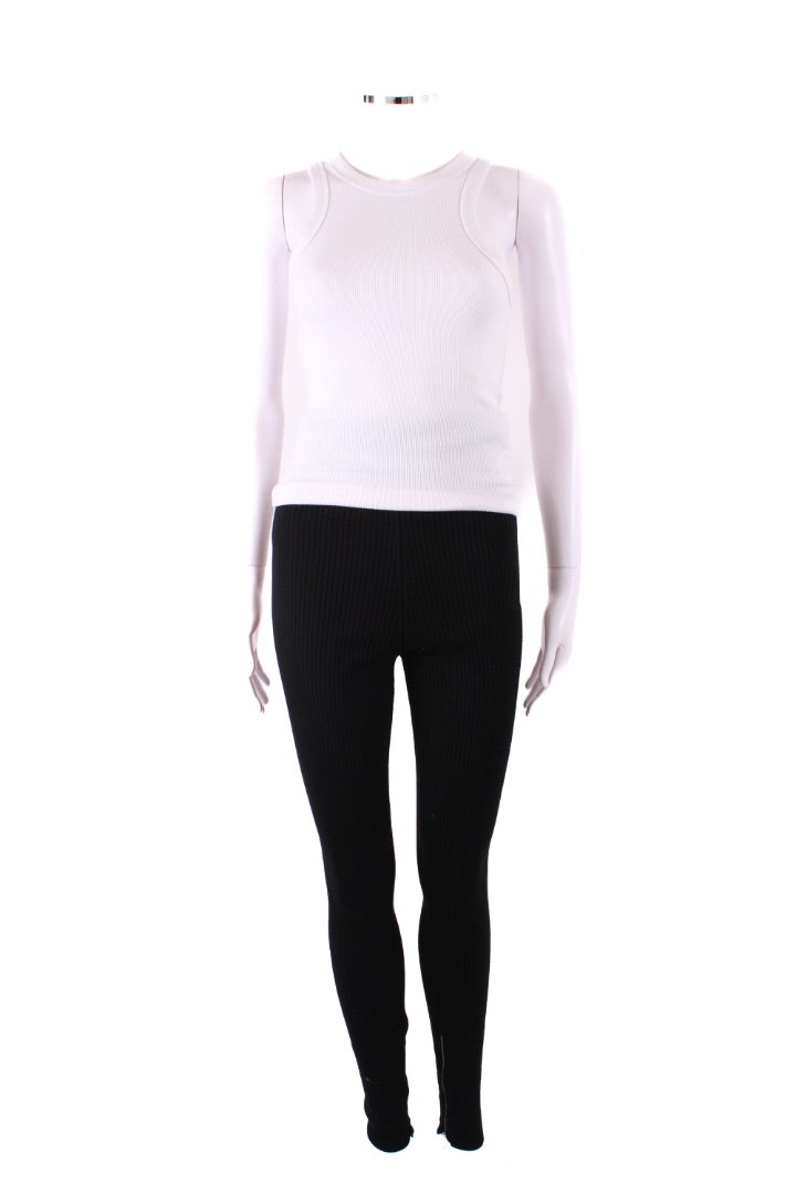 Jil Sander Rib Knit Zip Ankle Leggings Black XS