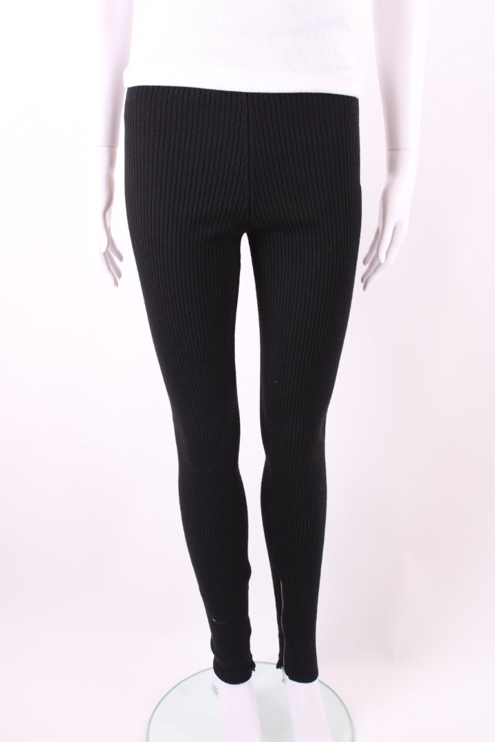 Jil Sander Rib Knit Zip Ankle Leggings Black XS