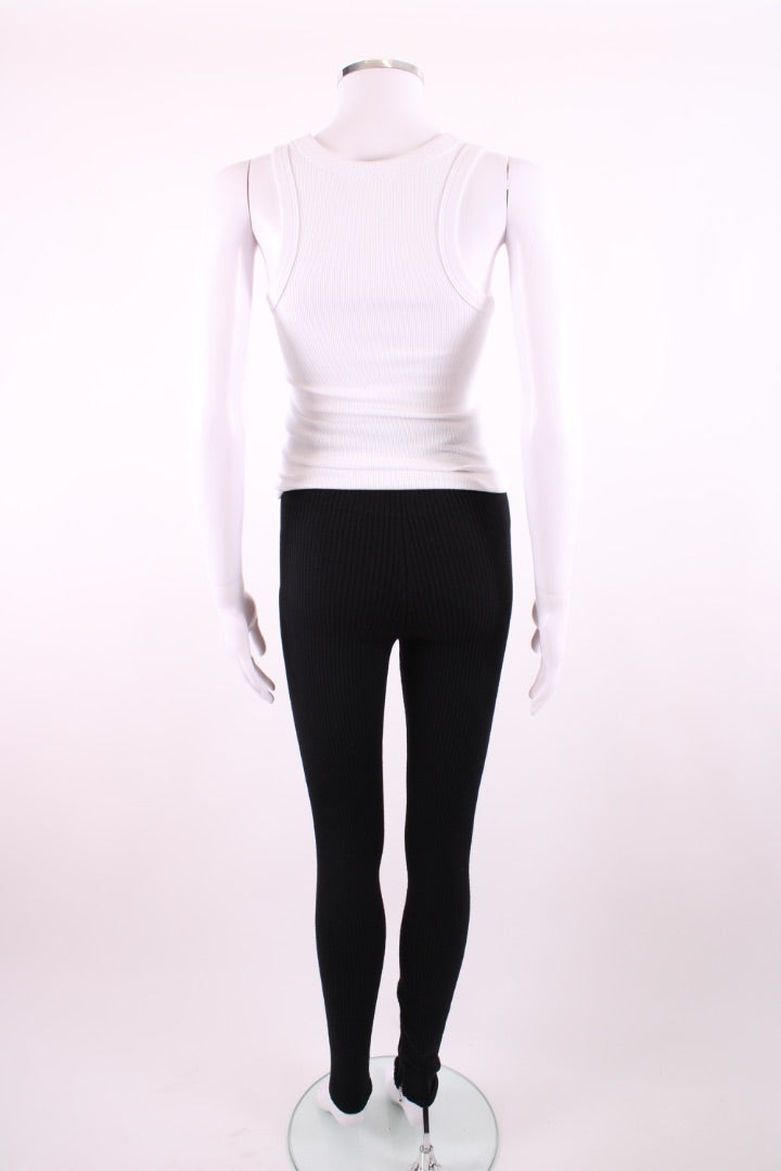 Jil Sander Rib Knit Zip Ankle Leggings Black XS