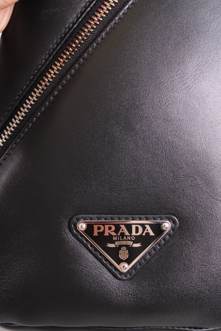 Prada Leather Triangle Crossbody Bag Black