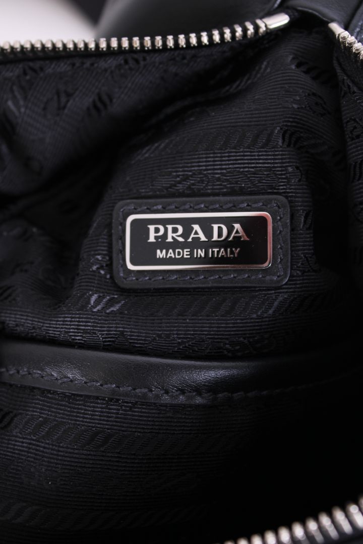 Prada Leather Triangle Crossbody Bag Black