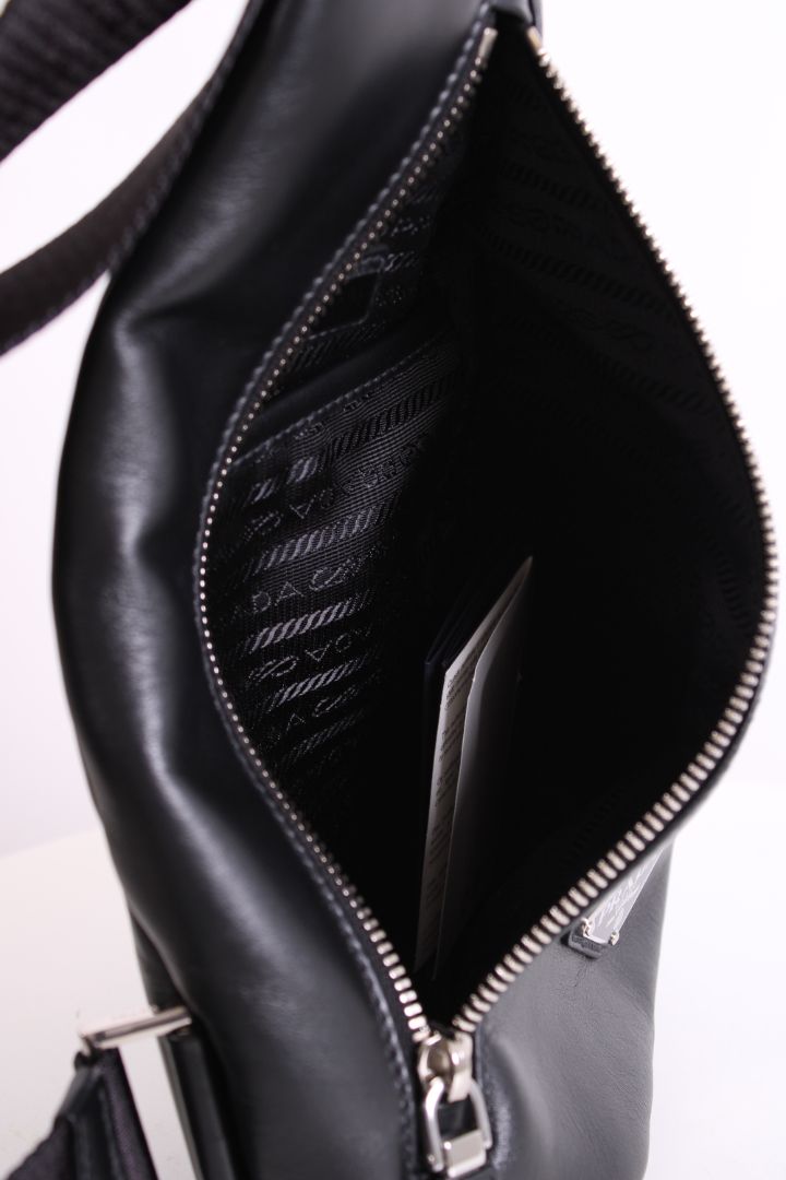 Prada Leather Triangle Crossbody Bag Black