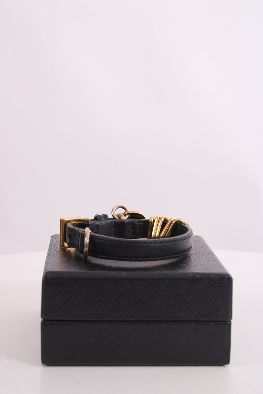 Prada Logo Wrap Leather Bracelet Black