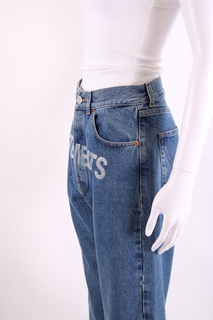 Vetements Rhinestone Logo Jeans Denim S