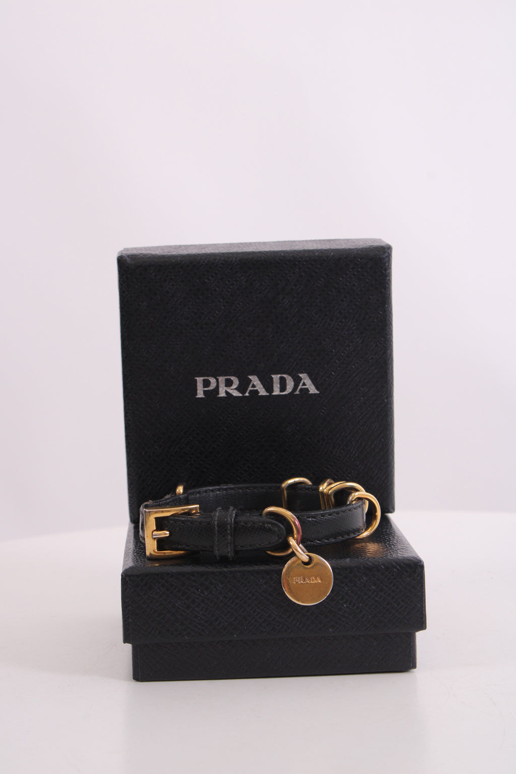 Prada Logo Wrap Leather Bracelet Black