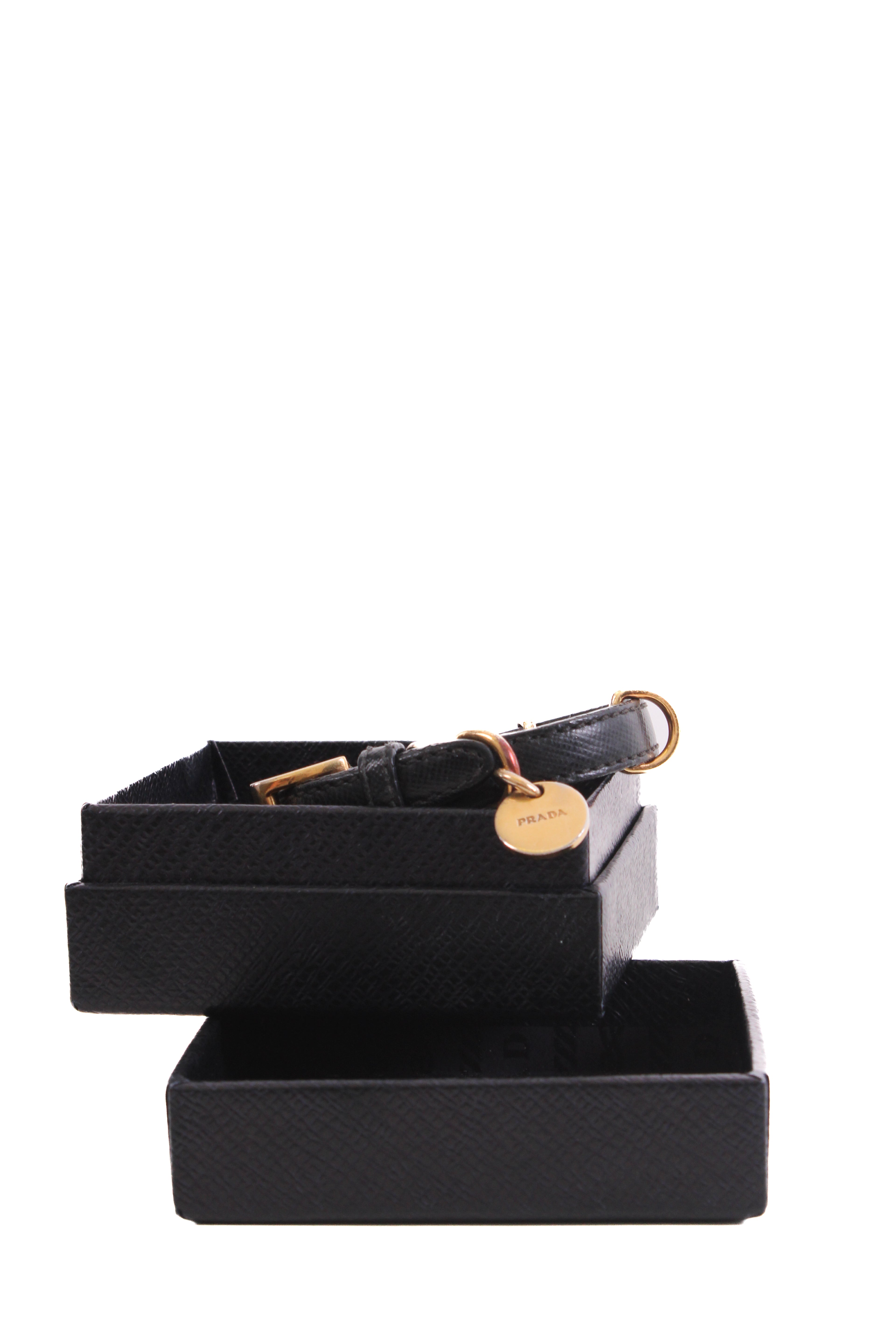 Prada Logo Wrap Leather Bracelet Black