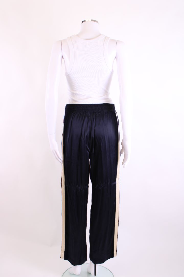 Celine C Logo Satin Trousers Navy/ Cream M