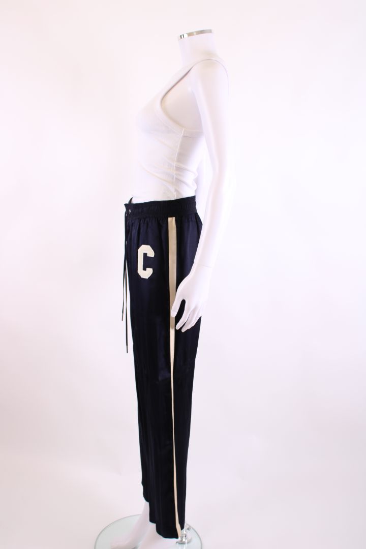 Celine C Logo Satin Trousers Navy/ Cream M