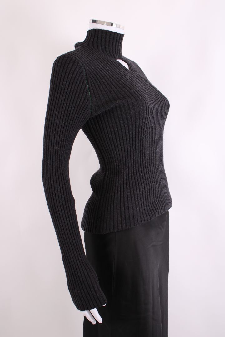 Bottega Veneta Cut Out Ribbed Knit Grey M