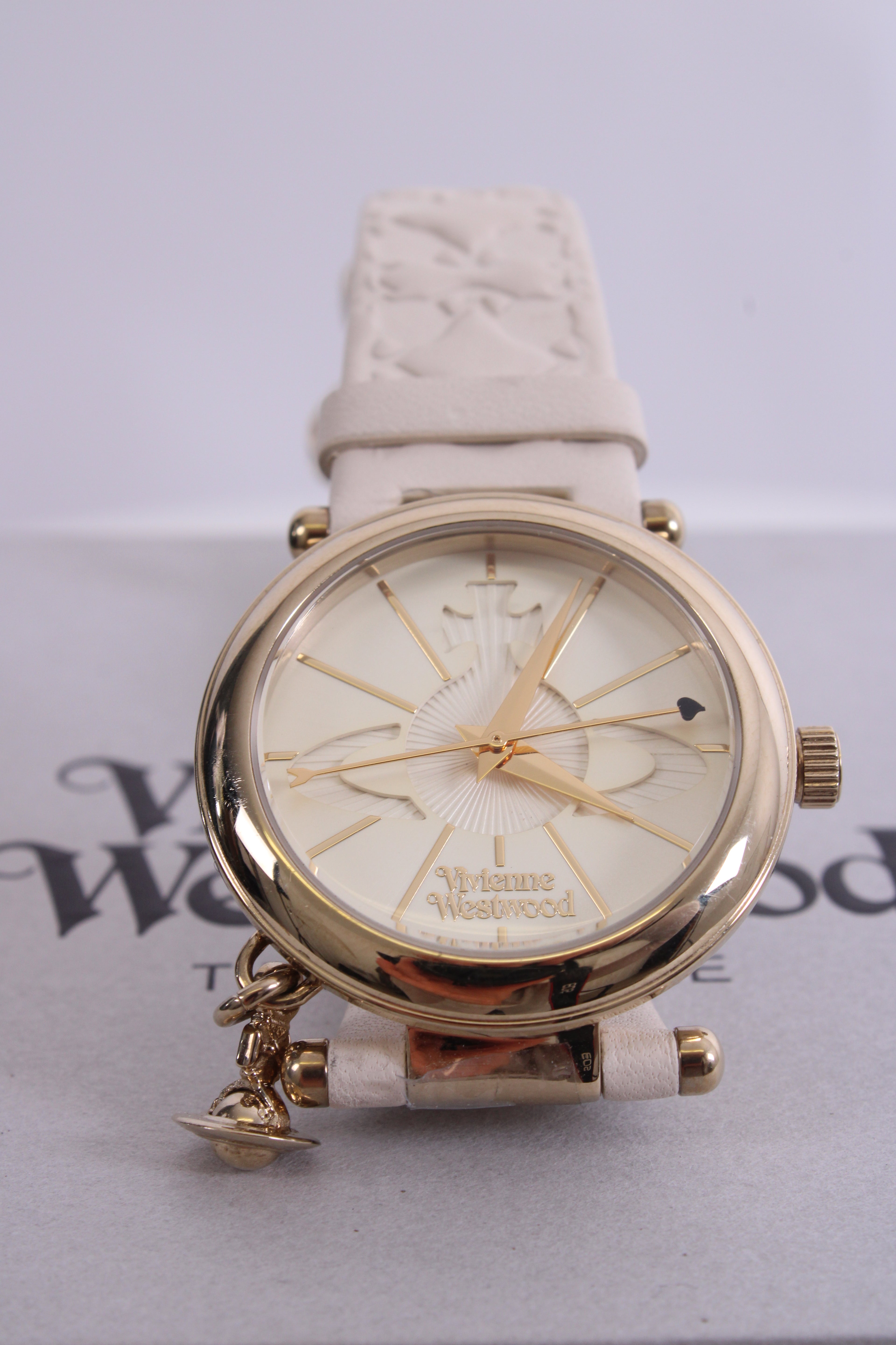 Vivienne Westwood Orb White Leather Watch White