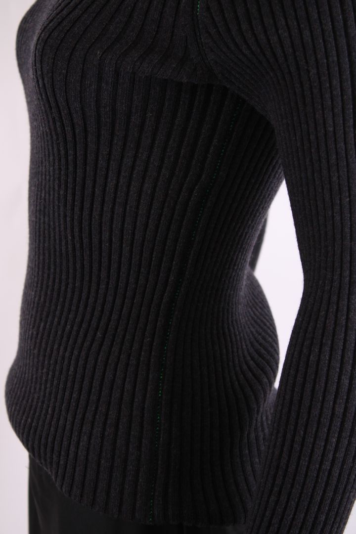 Bottega Veneta Cut Out Ribbed Knit Grey M