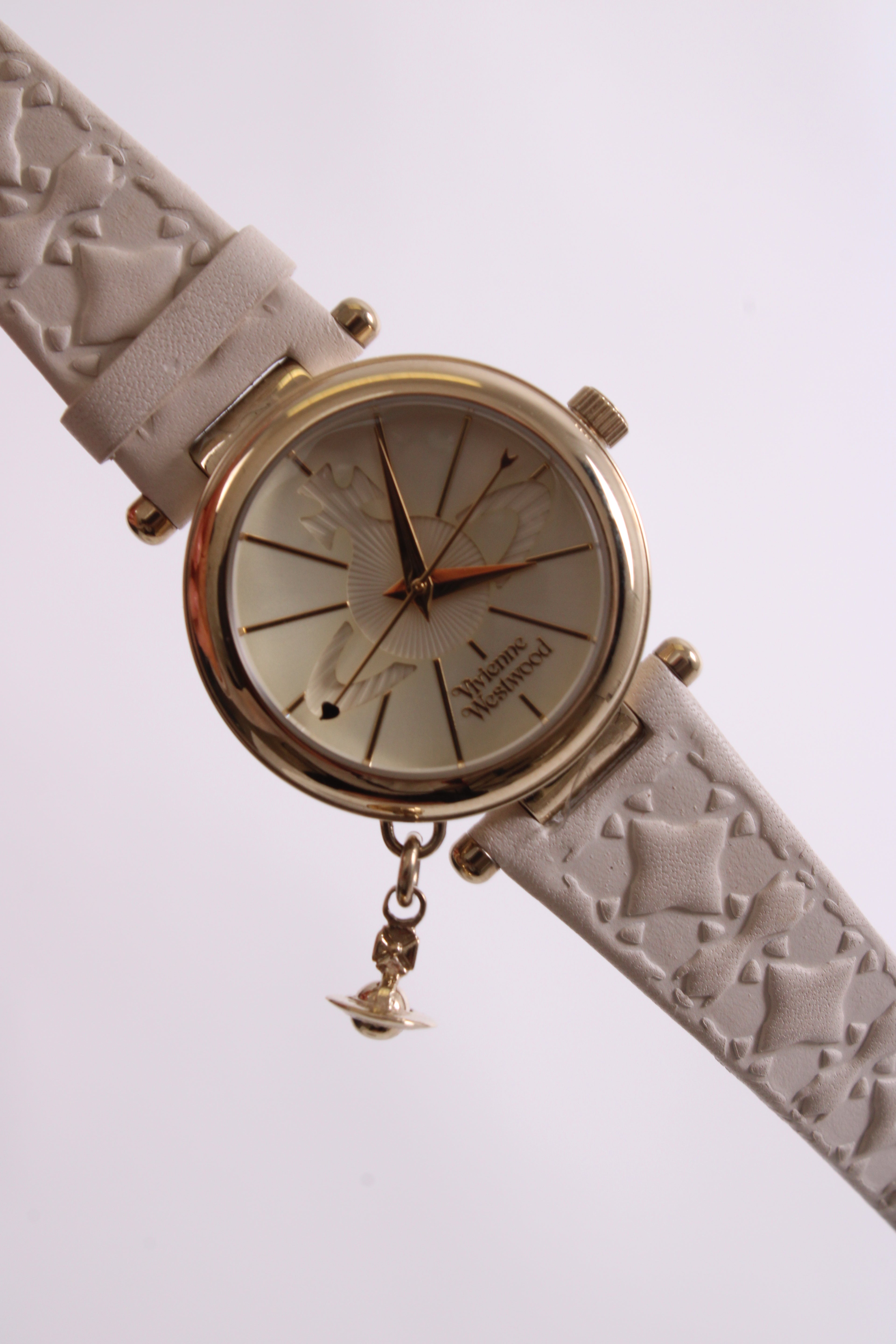 Vivienne Westwood Orb White Leather Watch White