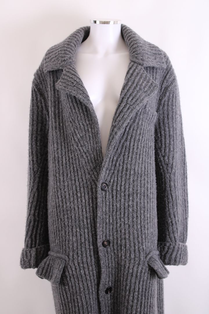 Bottega Venetta Long Knitted Coat Grey