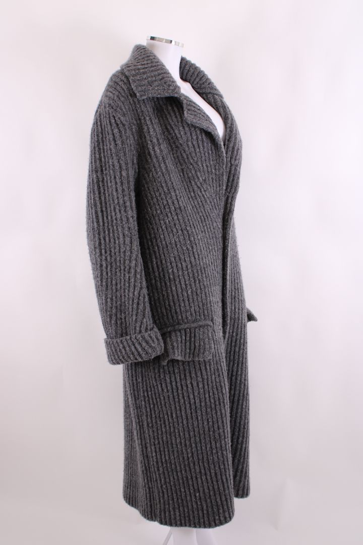 Bottega Venetta Long Knitted Coat Grey