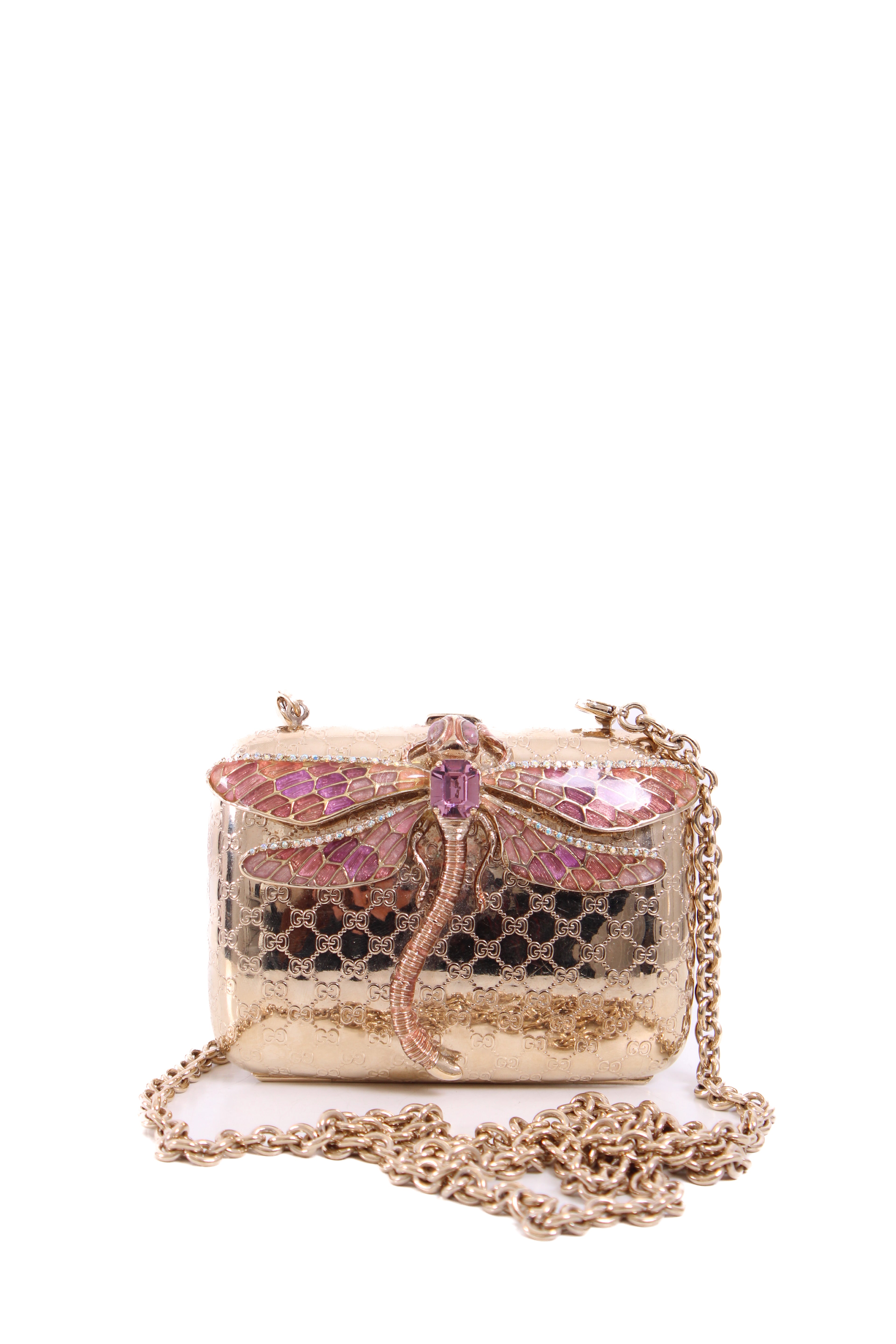 Gucci Dragonfly Miniaudiere Clutch Gold/ Lilac