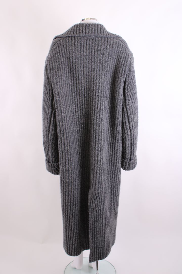 Bottega Venetta Long Knitted Coat Grey
