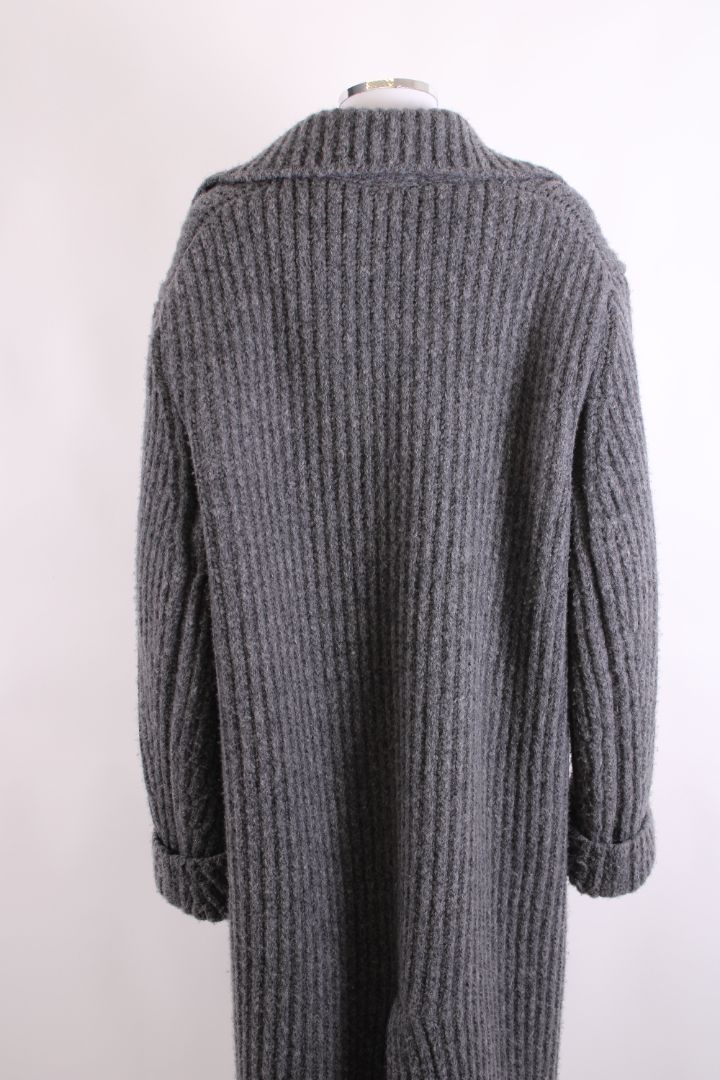 Bottega Venetta Long Knitted Coat Grey