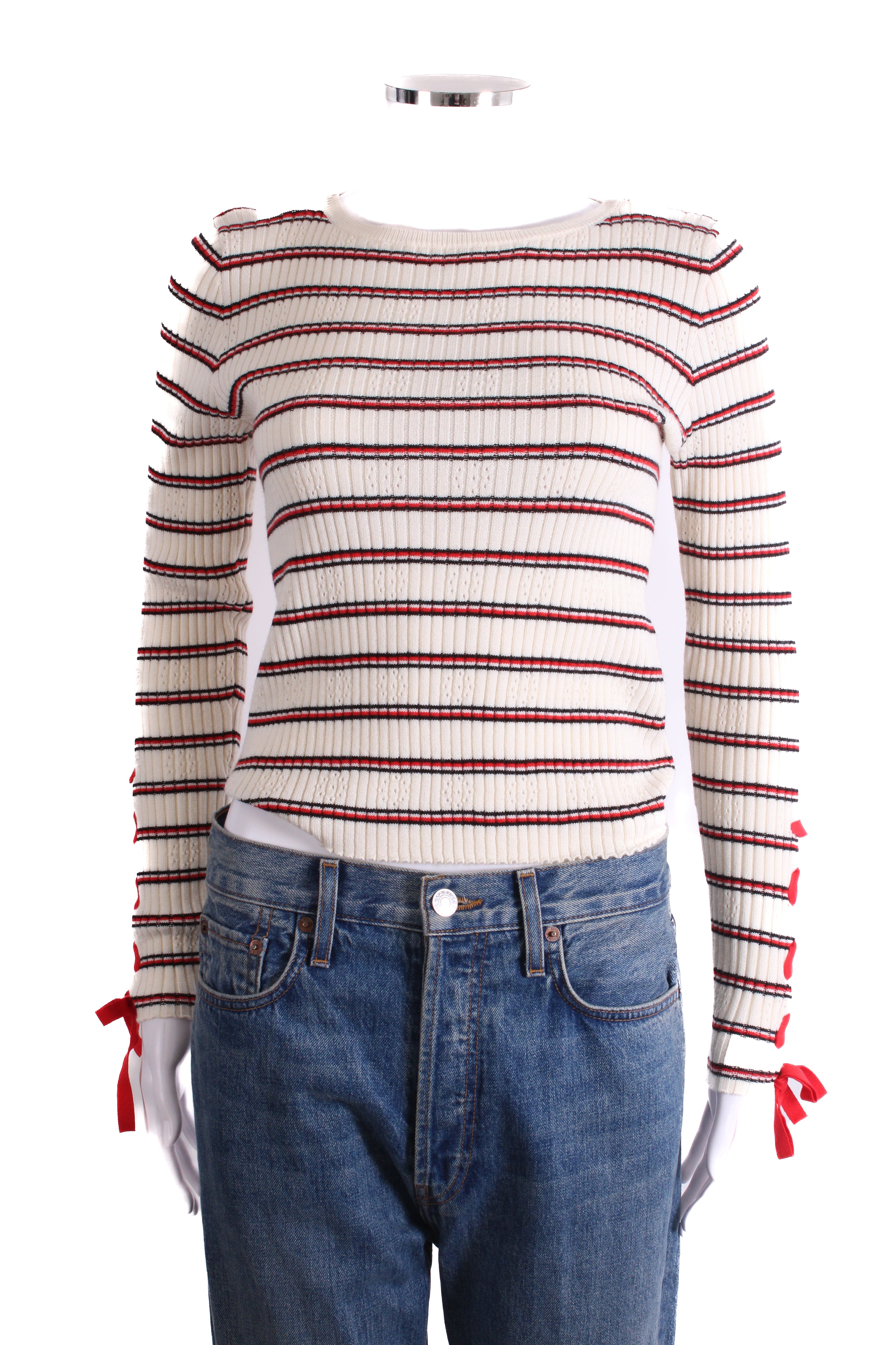 Sandro L/S Stripe Knit Jumper Cream S