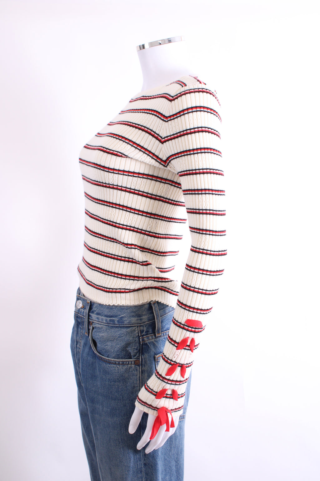 Sandro L/S Stripe Knit Jumper Cream S