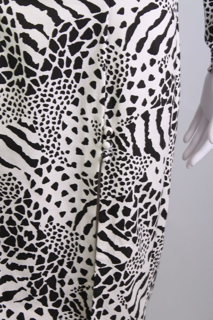 Rotate Birger Christensen Print Puff Sleeve Dress White/ Black XS
