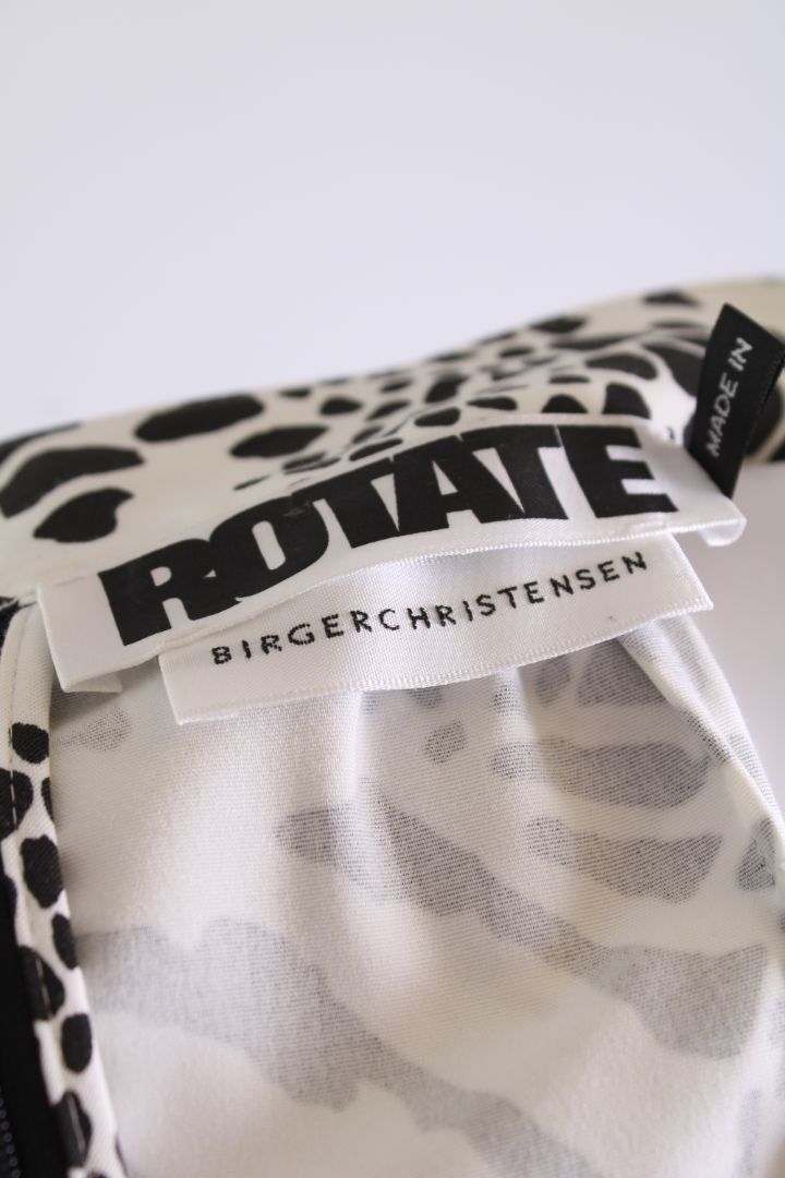 Rotate Birger Christensen Print Puff Sleeve Dress White/ Black XS