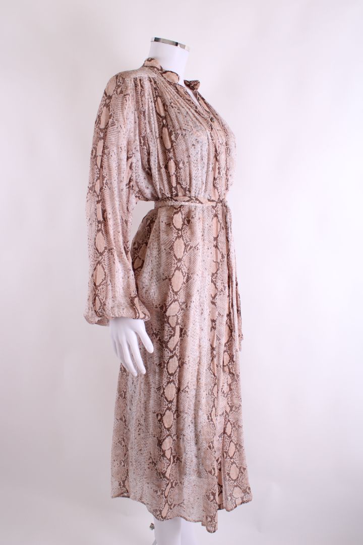 Zimmermann L/S Snake Print Dress Beige/ Blush S