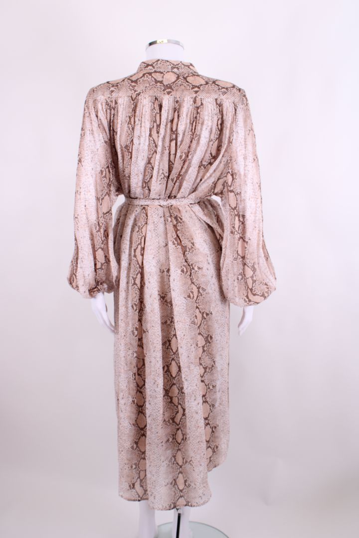 Zimmermann L/S Snake Print Dress Beige/ Blush S