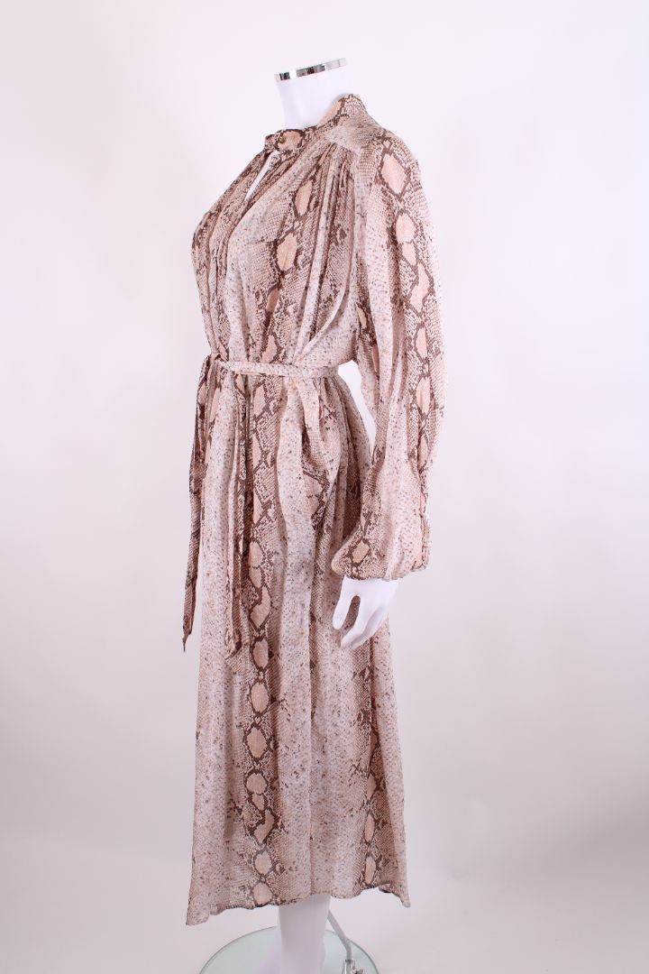 Zimmermann L/S Snake Print Dress Beige/ Blush S