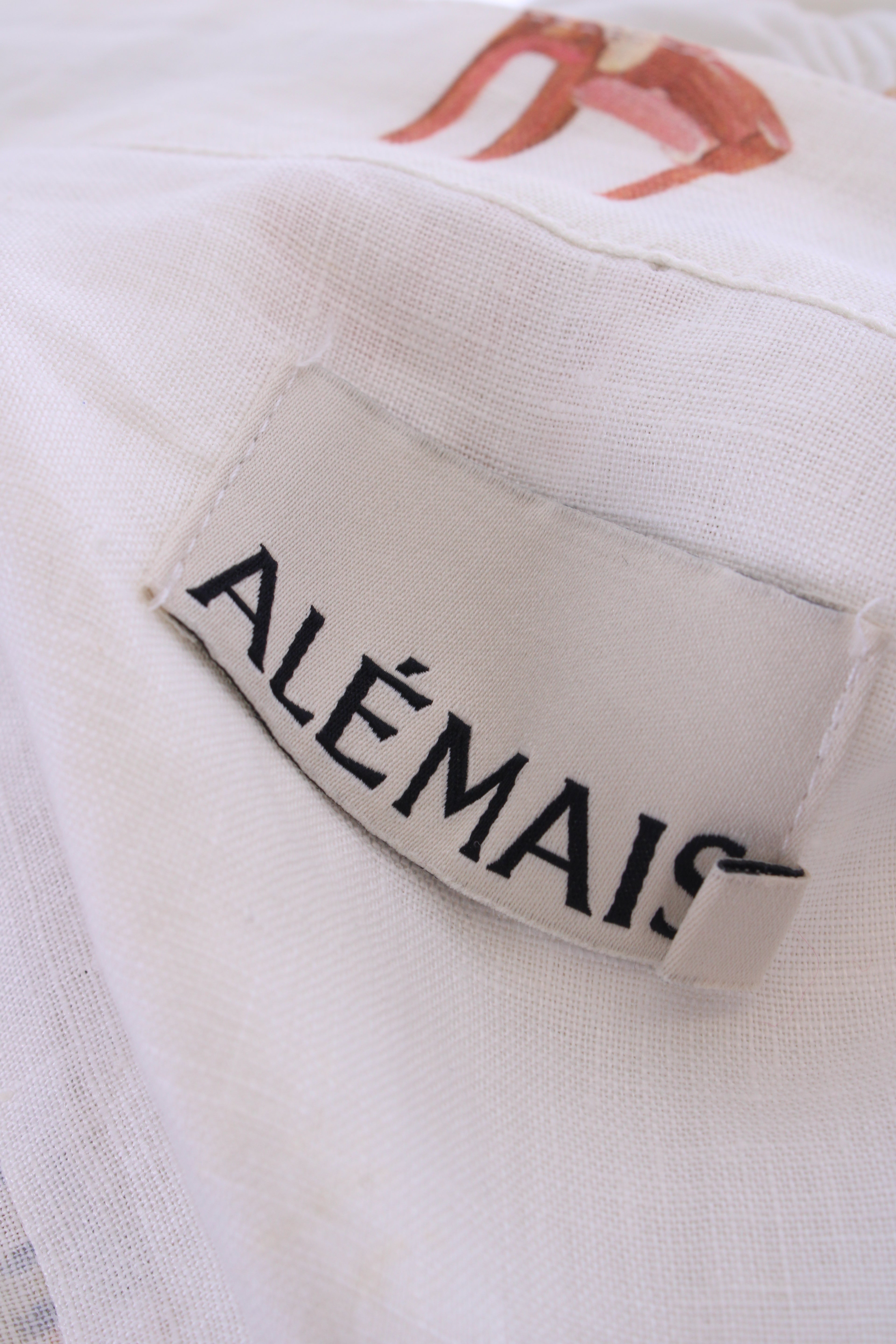 Alemais S/S Print Linen Dress Cream 12