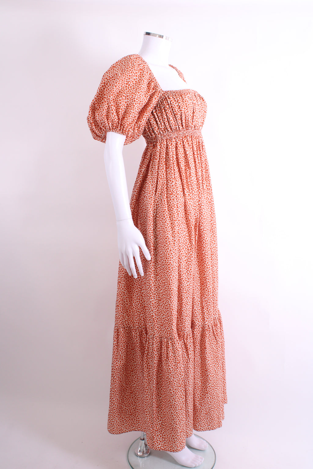 Matteau Floral Puff Sleeve Dress Orange 10