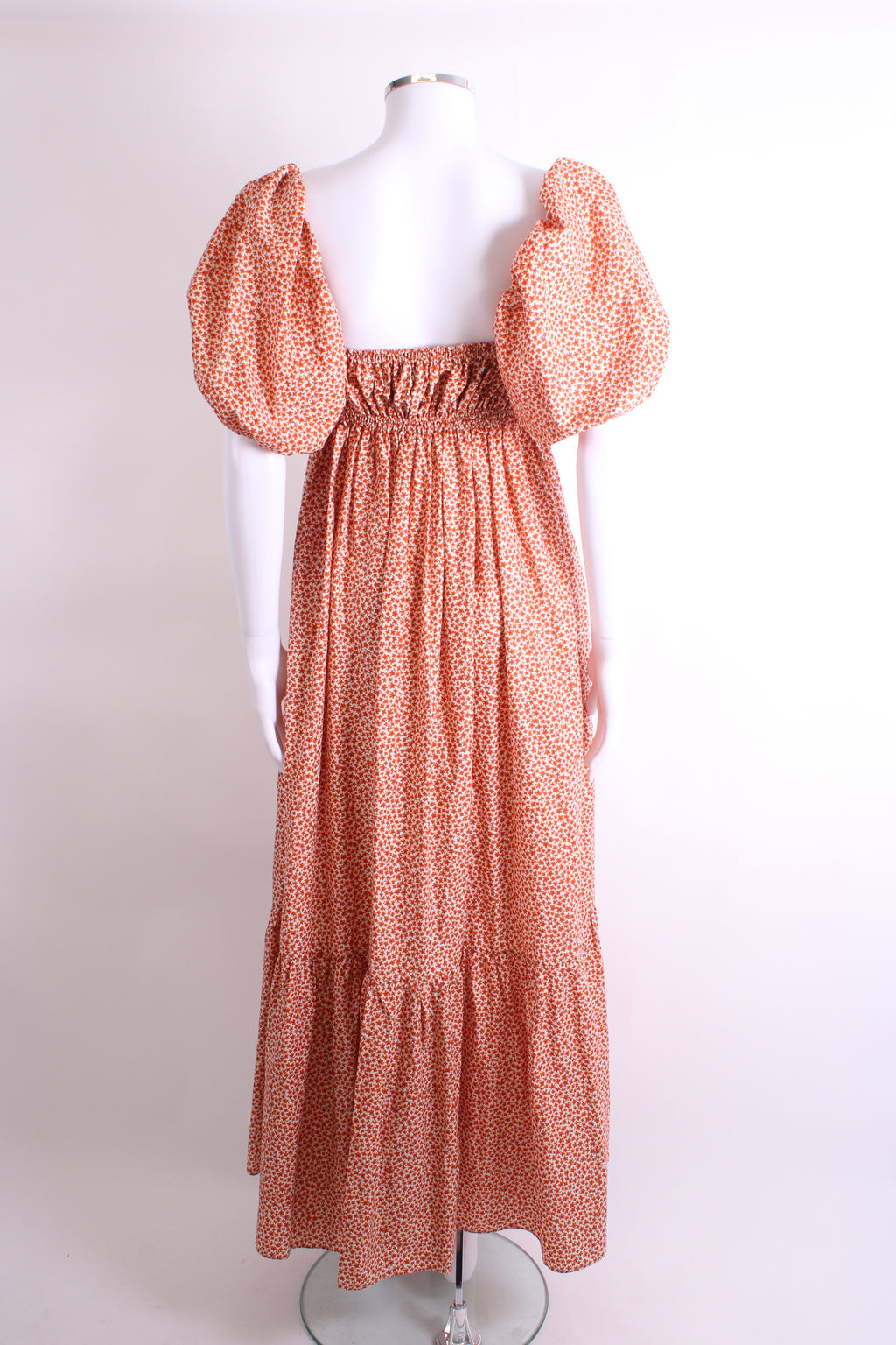 Matteau Floral Puff Sleeve Dress Orange 10