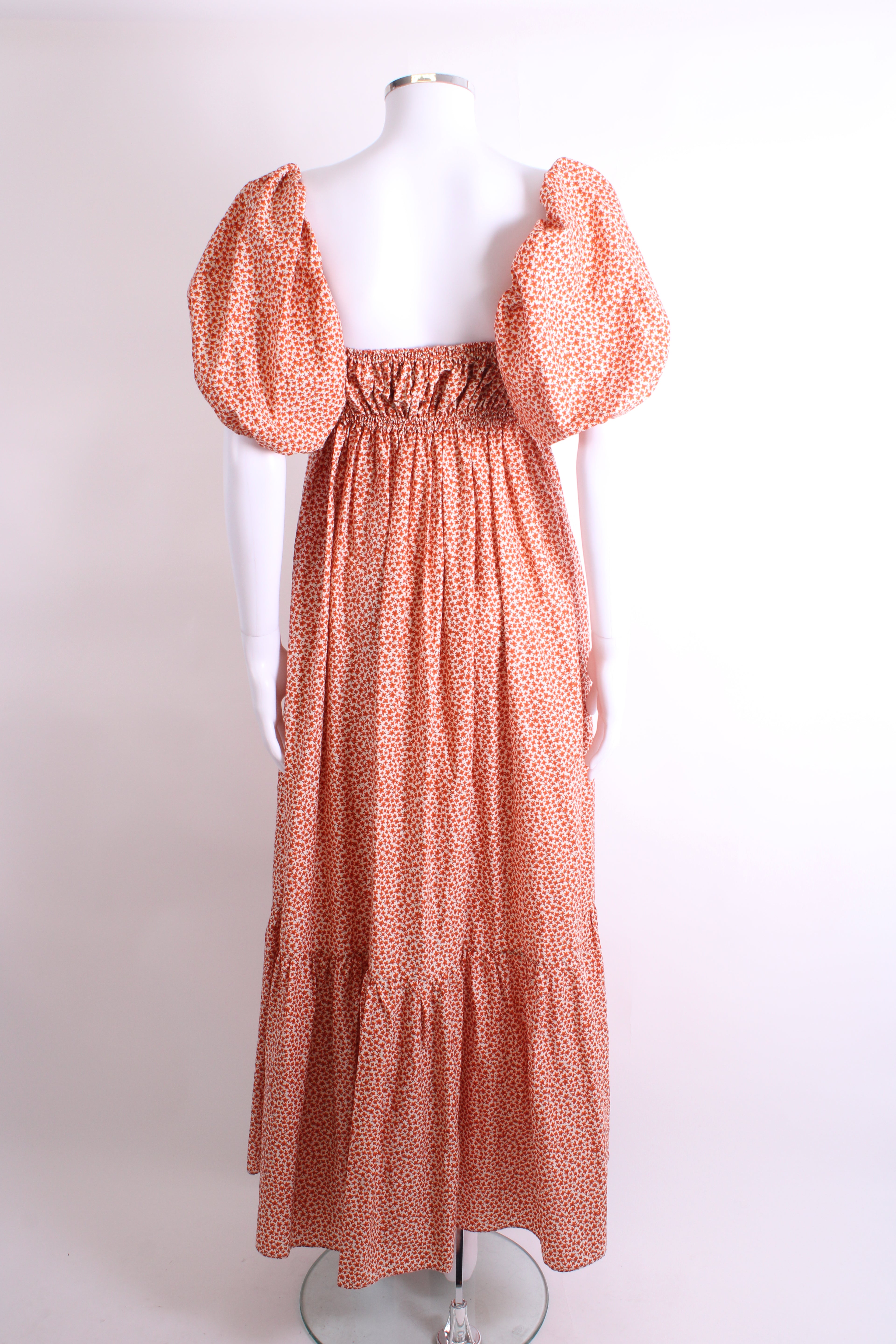 Matteau Floral Puff Sleeve Dress Orange 10