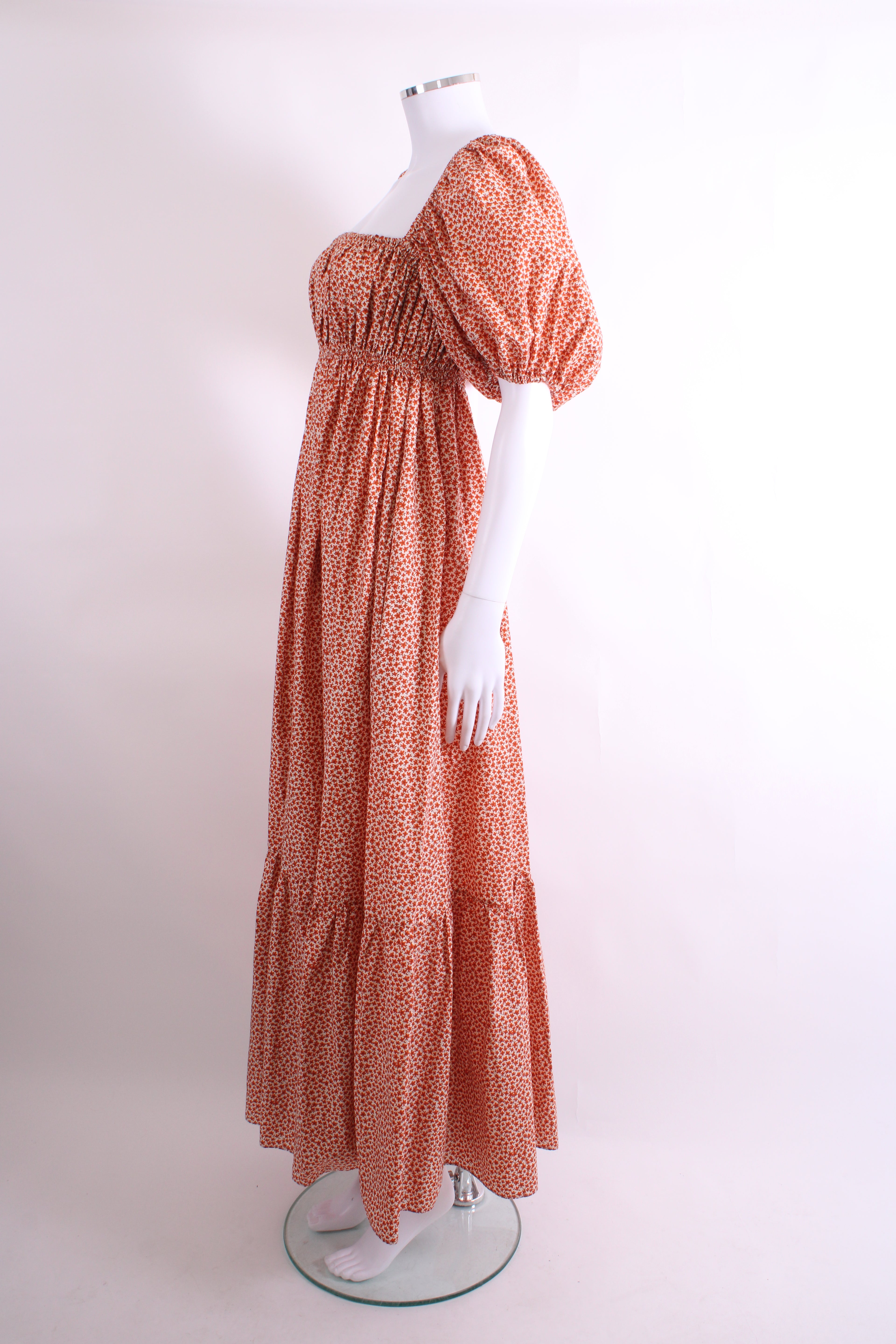 Matteau Floral Puff Sleeve Dress Orange 10