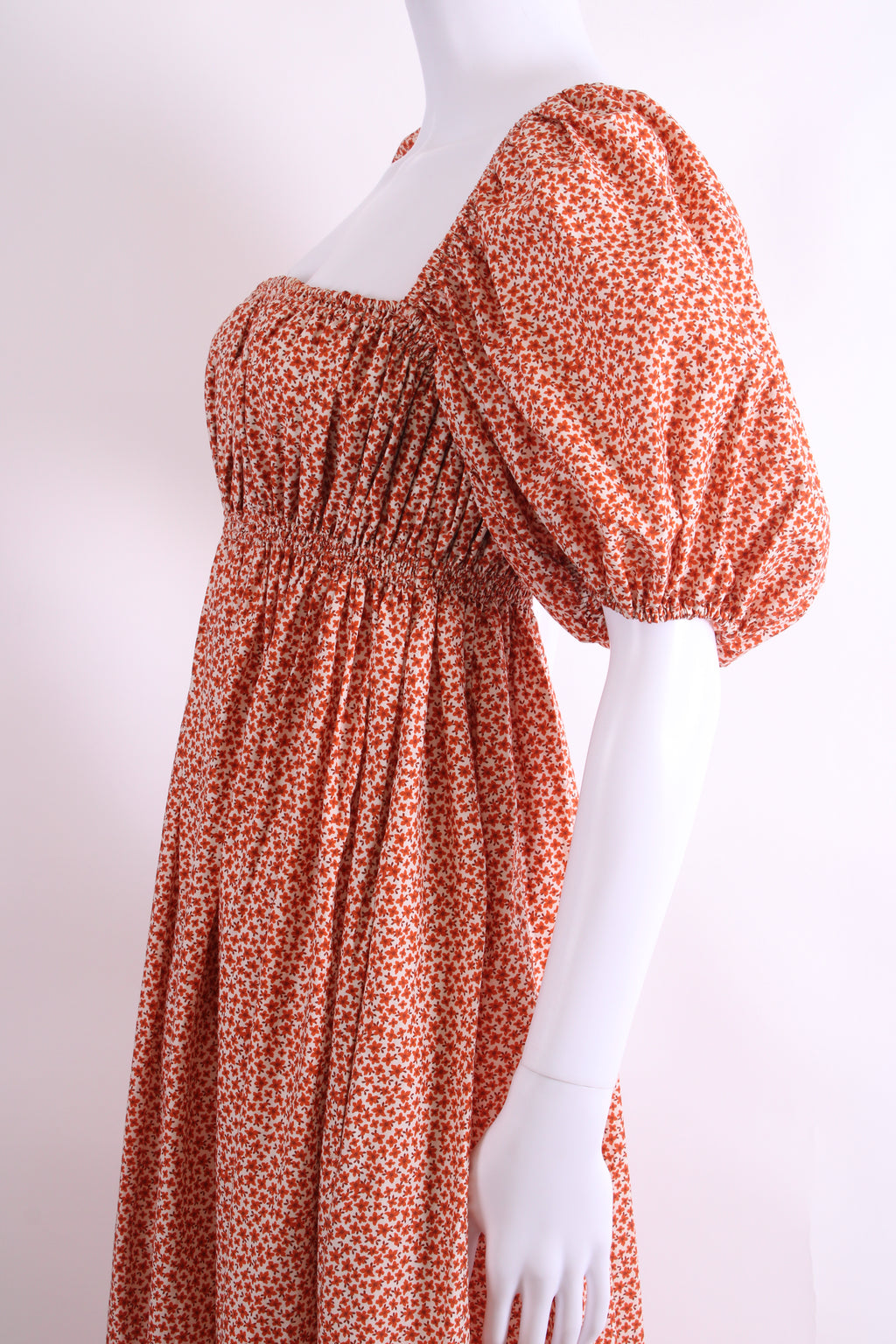 Matteau Floral Puff Sleeve Dress Orange 10