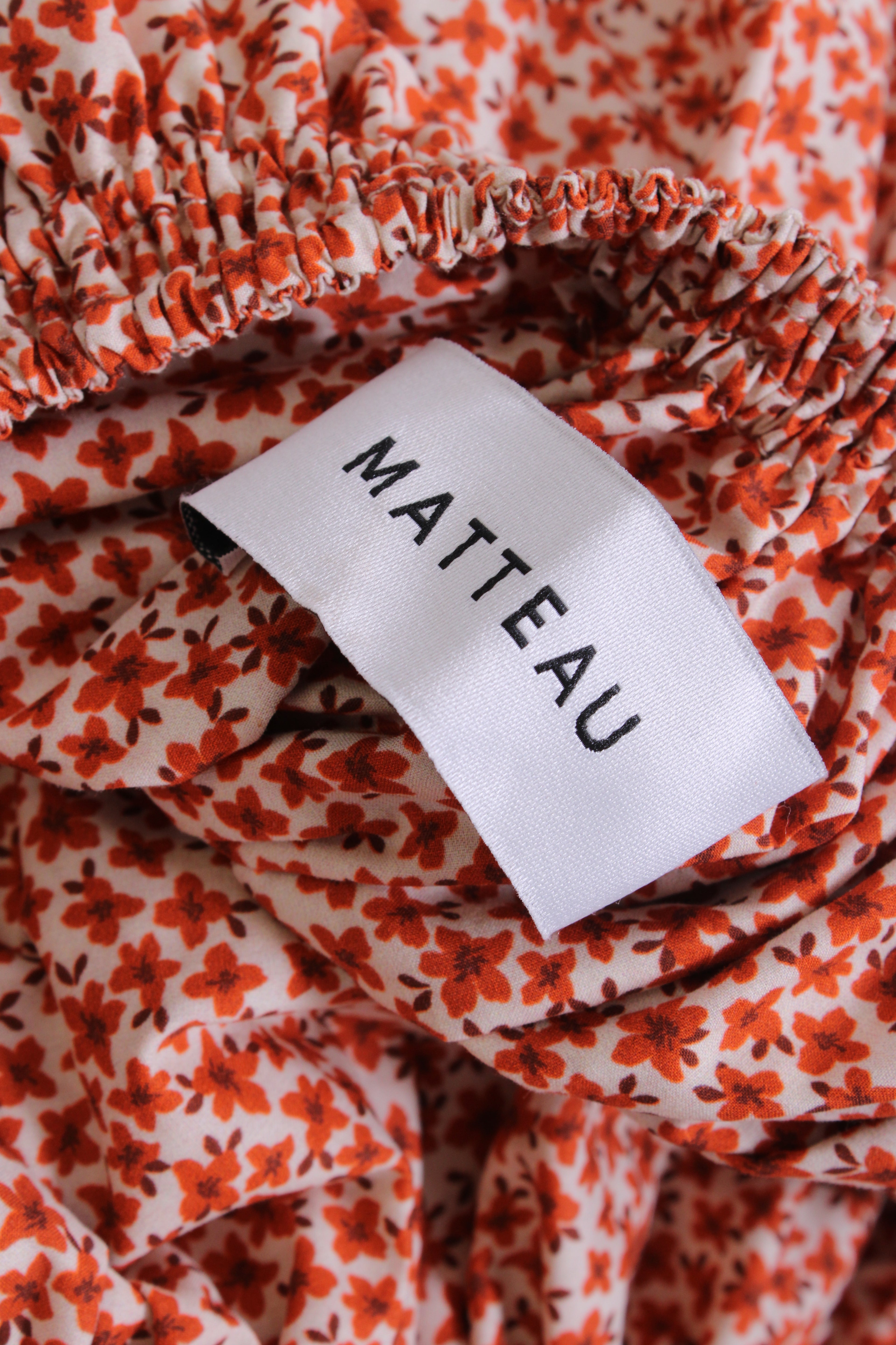 Matteau Floral Puff Sleeve Dress Orange 10