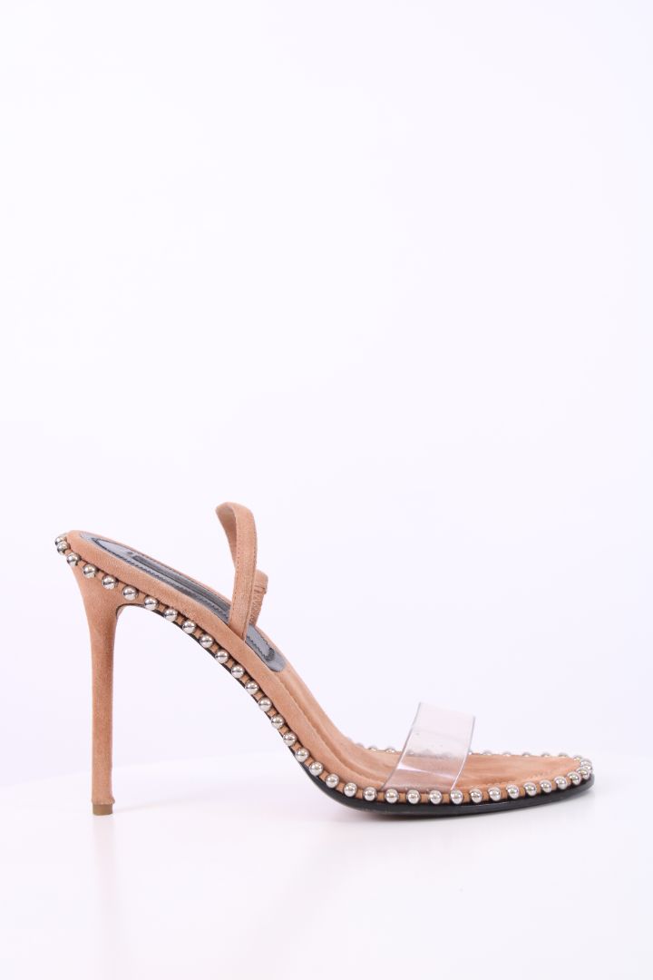 Alexander Wang Sling Back Stud Trim Heels Nude 39.5