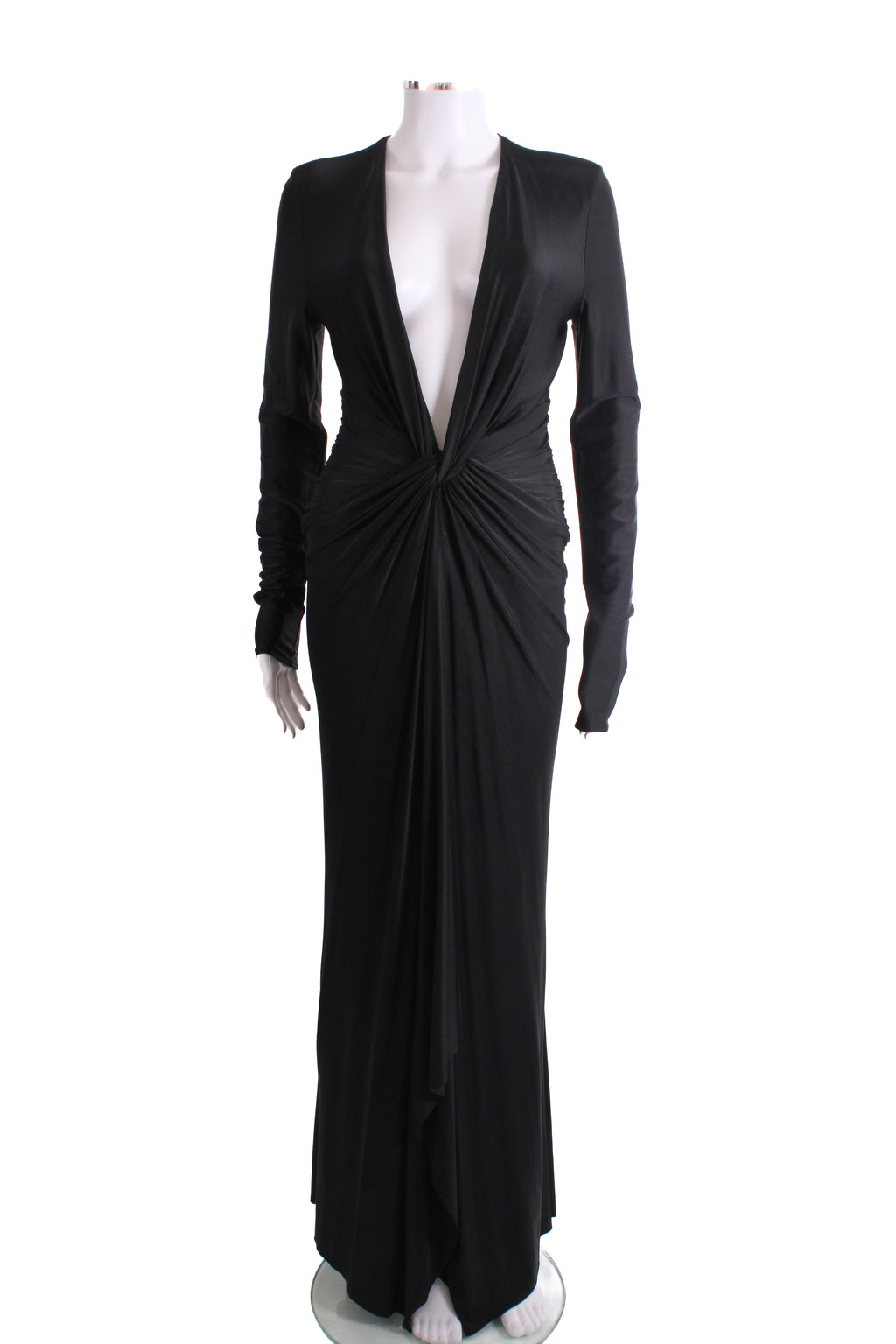 Alexandre Vauthier L/S Ruched Long Dress Black 10