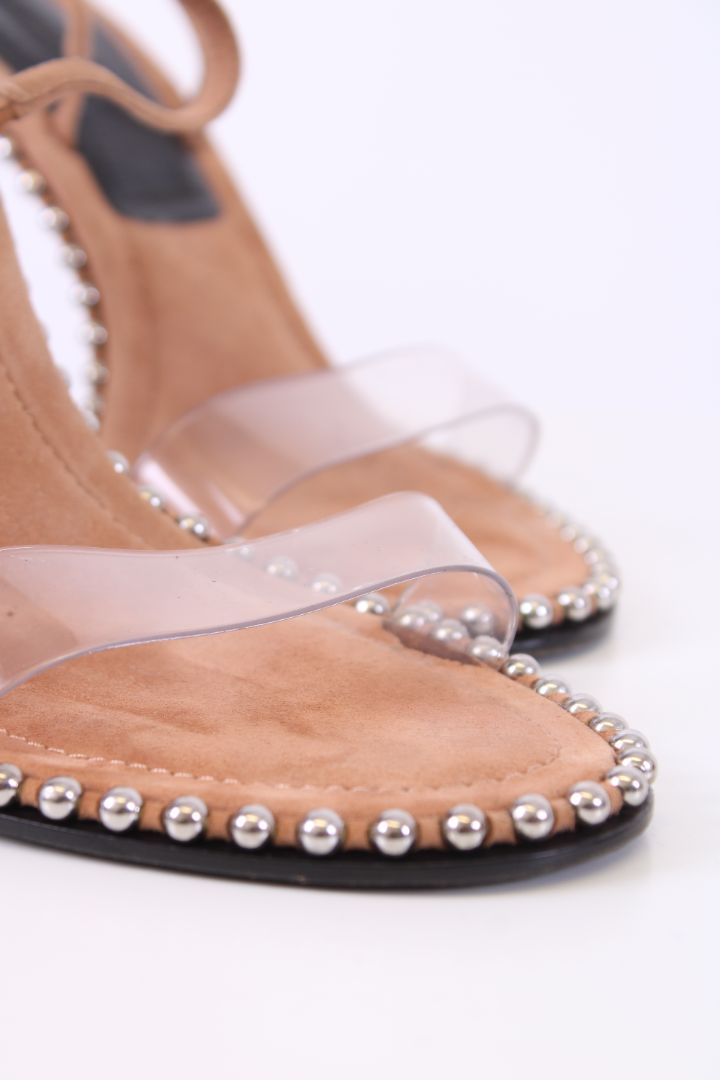 Alexander Wang Sling Back Stud Trim Heels Nude 39.5