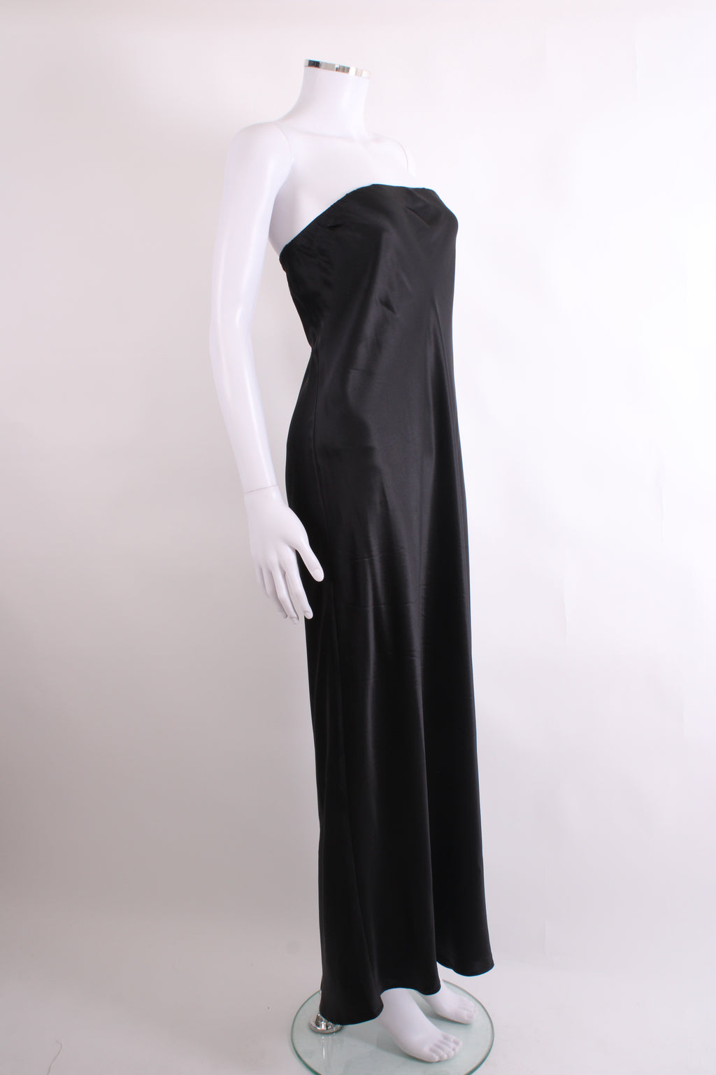 Reformation Strapless Satin Dress Black L
