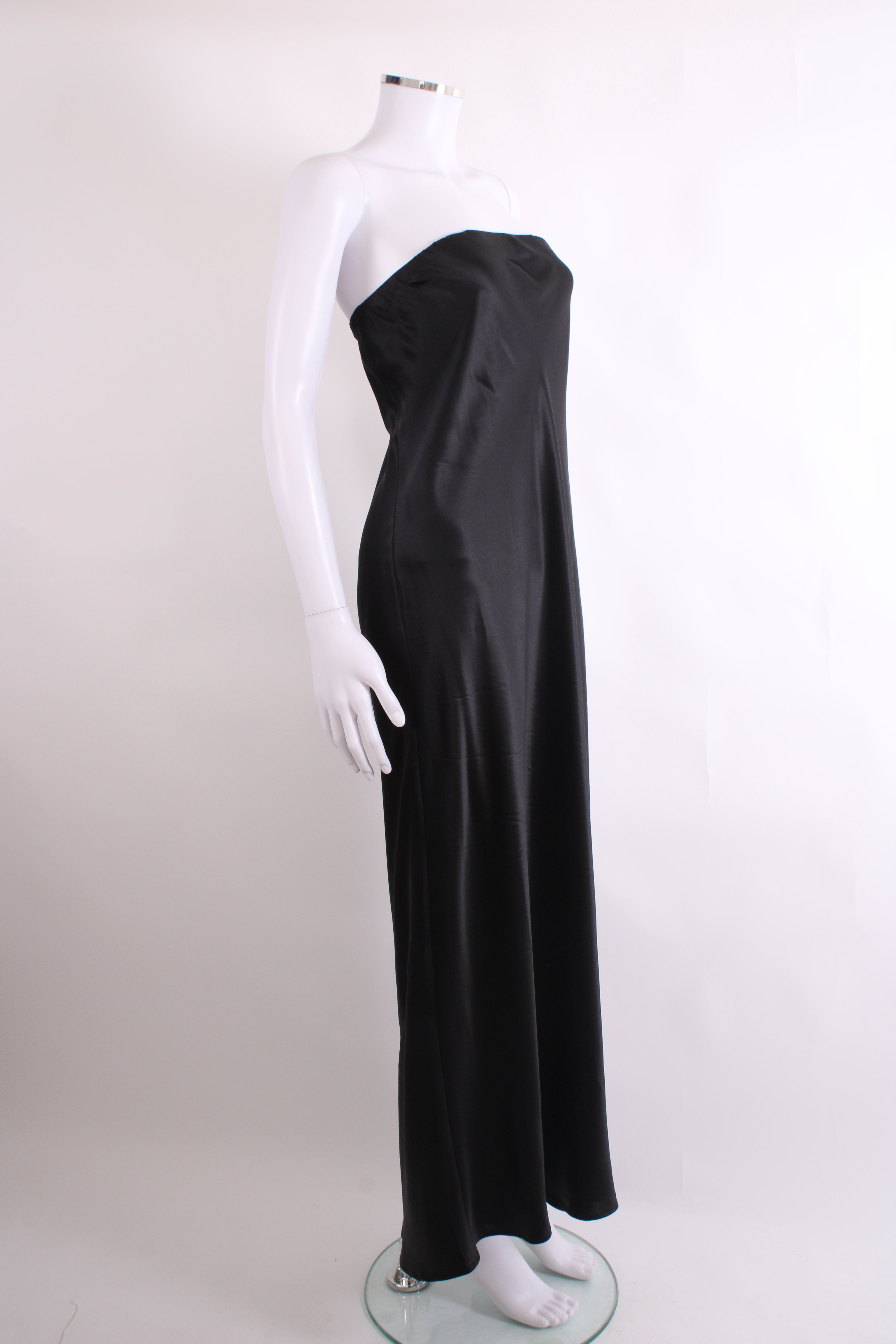 Reformation Strapless Satin Dress Black L